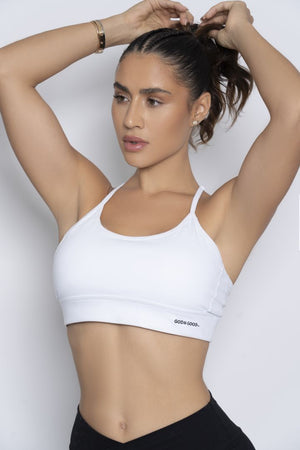 God is Good Woman White Sport Bra
